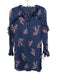 Derek Lam Size 00 Navy, Pink & White Viscose Blend Chiffon Floral Print Dress Navy, Pink & White / 00