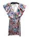 & Other Stories Size 6 Pink, Blue & Multi Tencel Blend Wide V Neck Floral Dress Pink, Blue & Multi / 6
