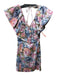 & Other Stories Size 6 Pink, Blue & Multi Tencel Blend Wide V Neck Floral Dress Pink, Blue & Multi / 6
