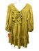 Cleobella Size S Golden Yellow Viscose 1/2 Balloon Sleeve Double V Neck Dress Golden Yellow / S