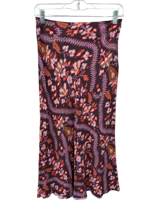 Rhode Size 4 Plum, Lavender & Multi Viscose Side Zip Abstract Print Skirt Plum, Lavender & Multi / 4