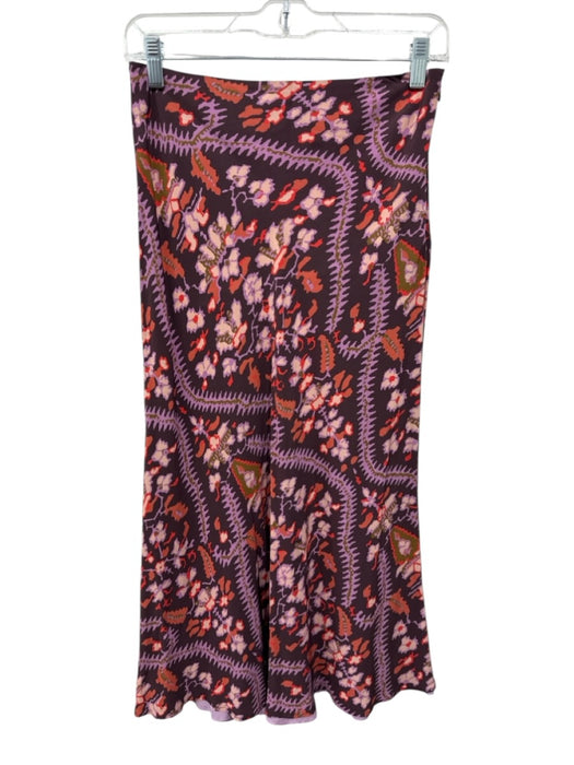 Rhode Size 4 Plum, Lavender & Multi Viscose Side Zip Abstract Print Skirt Plum, Lavender & Multi / 4