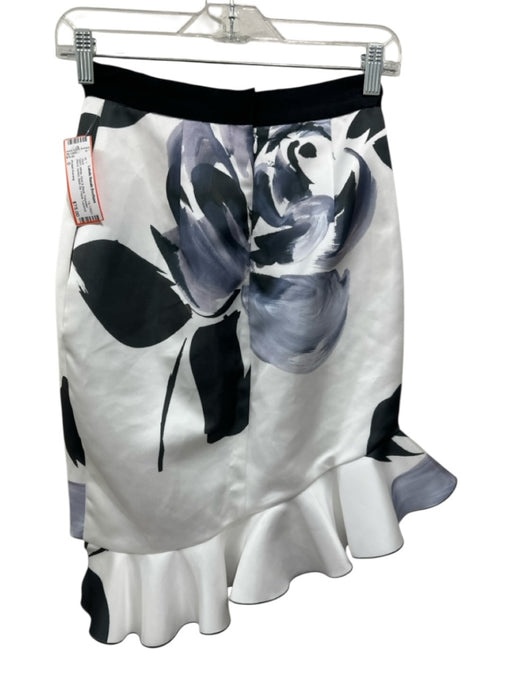 Prabal Gurung Size 0 White, Gray & Black Polyester Blend darted Back Zip Skirt White, Gray & Black / 0