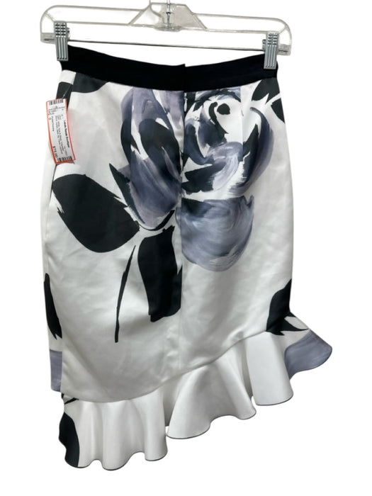 Prabal Gurung Size 0 White, Gray & Black Polyester Blend darted Back Zip Skirt White, Gray & Black / 0