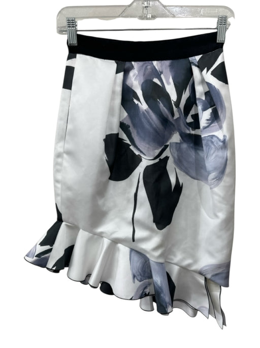 Prabal Gurung Size 0 White, Gray & Black Polyester Blend darted Back Zip Skirt White, Gray & Black / 0