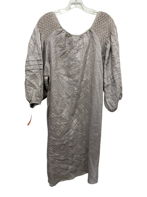 Innika Choo Size 3 Gray & Light pink Linen Long Balloon Sleeve Polka Dot Dress Gray & Light pink / 3
