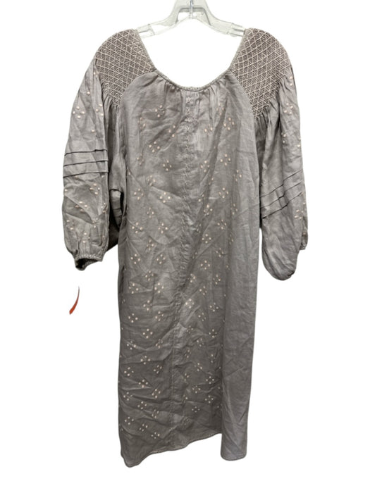 Innika Choo Size 3 Gray & Light pink Linen Long Balloon Sleeve Polka Dot Dress Gray & Light pink / 3