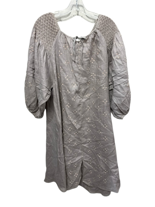 Innika Choo Size 3 Gray & Light pink Linen Long Balloon Sleeve Polka Dot Dress Gray & Light pink / 3