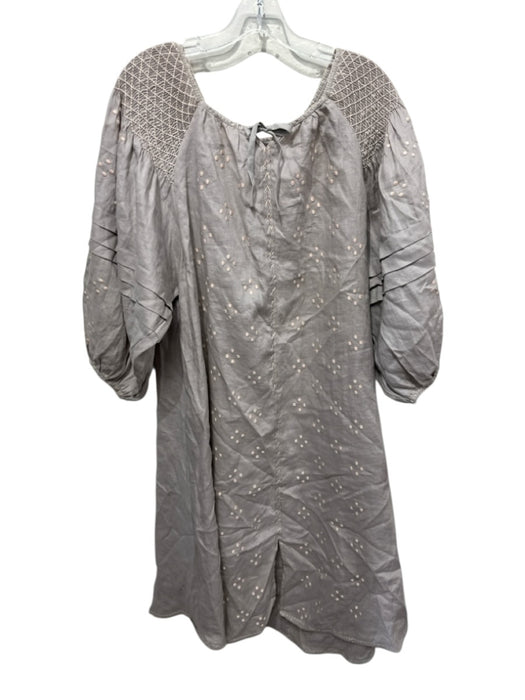 Innika Choo Size 3 Gray & Light pink Linen Long Balloon Sleeve Polka Dot Dress Gray & Light pink / 3