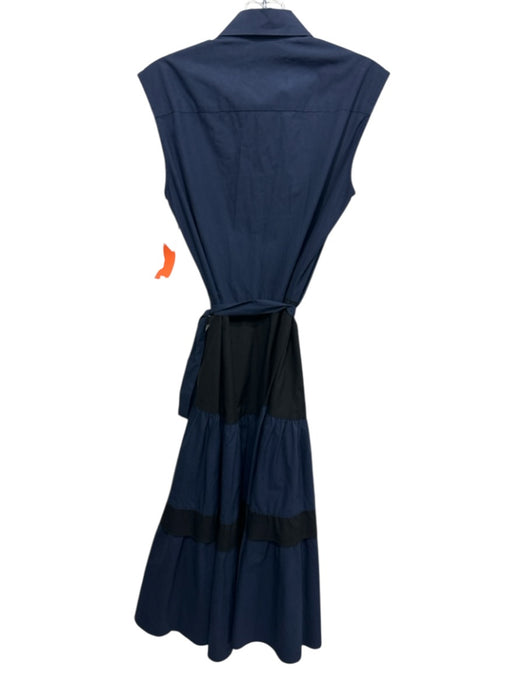 Antonelli Size 40 Navy & Black Cotton Sleeveless Button Up & Collar Midi Dress Navy & Black / 40