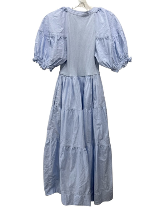 Sofie the Label Size S Light Blue Cotton Short Balloon Sleeve Fabric Block Dress Light Blue / S