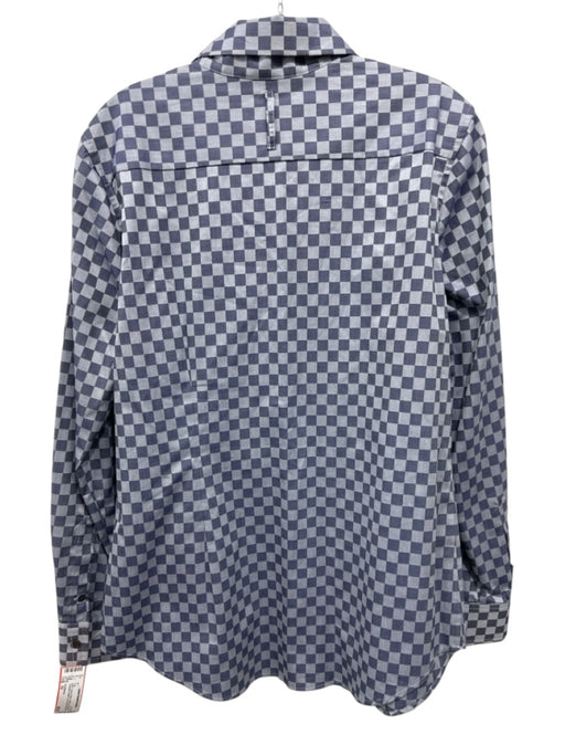 Kal Rieman Size 10 Gray & Blue Cotton Long Sleeve Checked Button Up & Collar Top Gray & Blue / 10