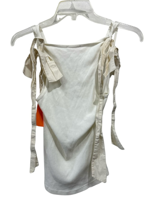 Ulla Johnson Size S Cream Cotton Ribbed Fabric Block Shoulder Tie Tank Top Cream / S
