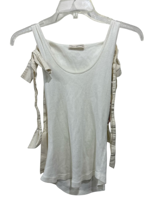 Ulla Johnson Size S Cream Cotton Ribbed Fabric Block Shoulder Tie Tank Top Cream / S