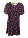 All Saints Size 4 Black & Red Viscose Chiffon Overlay Short Sleeve Floral Dress Black & Red / 4
