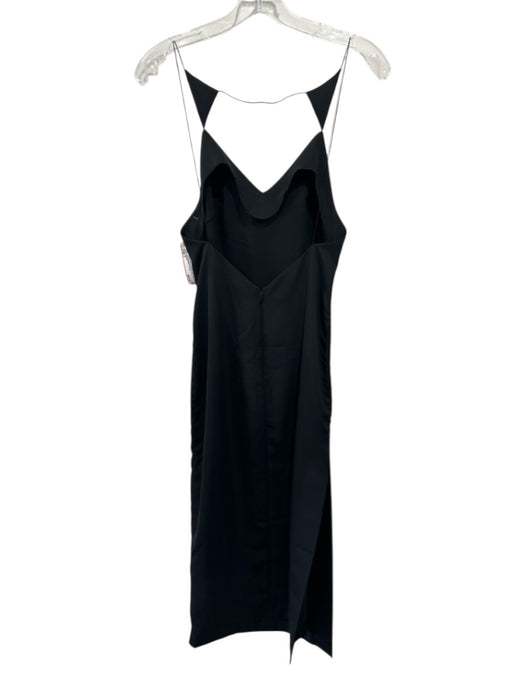 AQ AQ Size 2 Black Polyester Spaghetti Strap Triangle Darted Side Slit Dress Black / 2