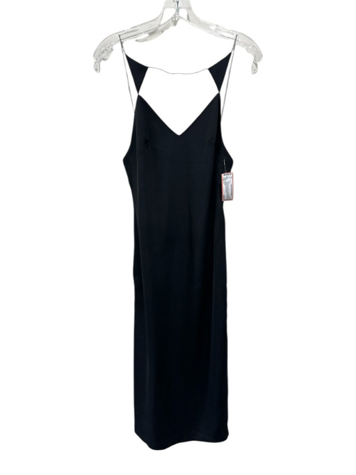 AQ AQ Size 2 Black Polyester Spaghetti Strap Triangle Darted Side Slit Dress Black / 2