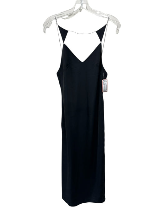 AQ AQ Size 2 Black Polyester Spaghetti Strap Triangle Darted Side Slit Dress Black / 2