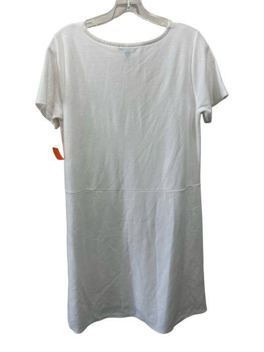 Eileen Fisher Size S/P White Tencel Blend Short Sleeve Paneled Knee Length Dress White / S/P