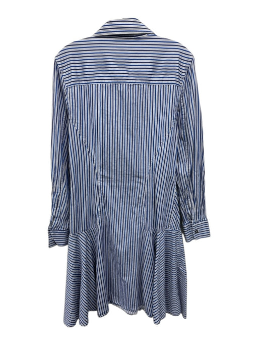 Derek Lam Size 46 Blue, Black, White Cotton Long Sleeve Variegated Stripes Dress Blue, Black, White / 46