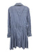 Derek Lam Size 46 Blue, Black, White Cotton Long Sleeve Variegated Stripes Dress Blue, Black, White / 46