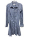Derek Lam Size 46 Blue, Black, White Cotton Long Sleeve Variegated Stripes Dress Blue, Black, White / 46