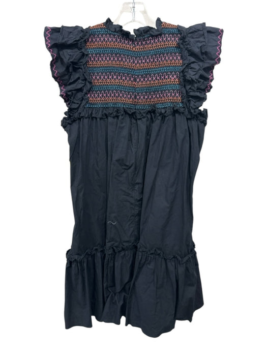 Love The Label Size Large Black, Pink, Orange Cotton Ruffle Cap Sleeve Dress Black, Pink, Orange / Large