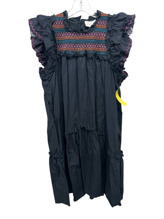 Love The Label Size Large Black, Pink, Orange Cotton Ruffle Cap Sleeve Dress Black, Pink, Orange / Large