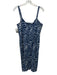 Tanya Taylor Size 6 Blue & White Linen Blend Sleeveless Abstract Print Dress Blue & White / 6