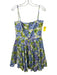 Agua Bendita Size Large Blue, Purple, Green Linen Spaghetti Strap Tiered Dress Blue, Purple, Green / Large