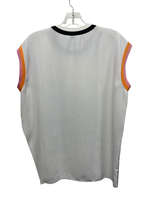 Aviu Size 40 White, Pink, Brown Polyester Blend Sleeveless Abstract Print Top White, Pink, Brown / 40