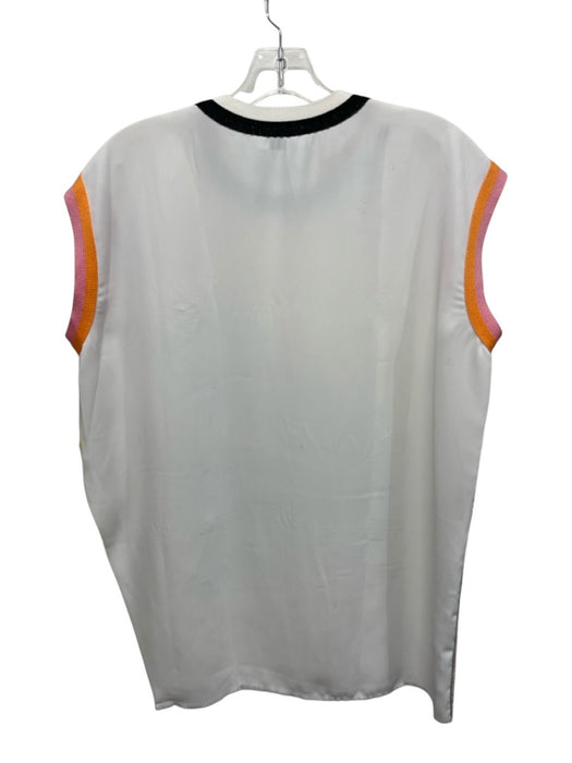 Aviu Size 40 White, Pink, Brown Polyester Blend Sleeveless Abstract Print Top White, Pink, Brown / 40