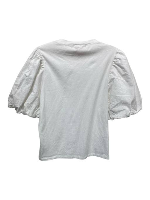Love The Label Size Medium White Cotton Blend Short Puff Sleeve Top White / Medium