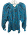 Cleobella Size M Blue, Brown, Purple Cotton Quarter Button Long Sleeve Top Blue, Brown, Purple / M