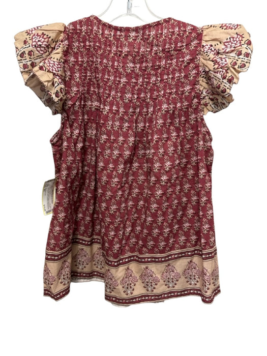 Sea New York Size XS Purple, Beige, Multi Cotton floral print Cap Sleeve Top Purple, Beige, Multi / XS
