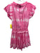 Cake for Dinner Size XS Pink & White Rayon Abstract Print Ruffle Detail Dress Pink & White / XS