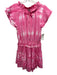 Cake for Dinner Size XS Pink & White Rayon Abstract Print Ruffle Detail Dress Pink & White / XS