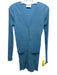 SABO Size XS Blue Cotton Ribbed Button Up Long Sleeve Deep V Dress Blue / XS