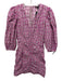 Maje Size 34 Purple, Green, White Cotton Floral Embroidered Floral Print Dress Purple, Green, White / 34