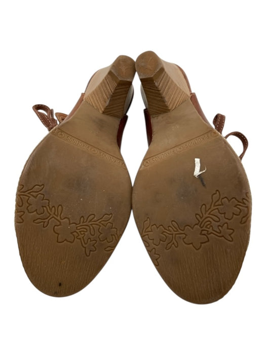 Pikolinos Shoe Size 36 Brown Leather Wood Block Heel lace up Almond Toe Sandals Brown / 36
