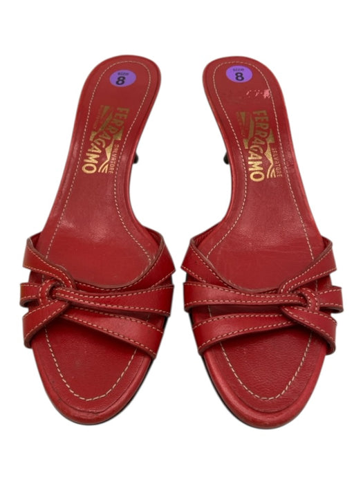 Salvatore Ferragamo Shoe Size 8 Red Leather Mule Open almond toe Sandals Red / 8