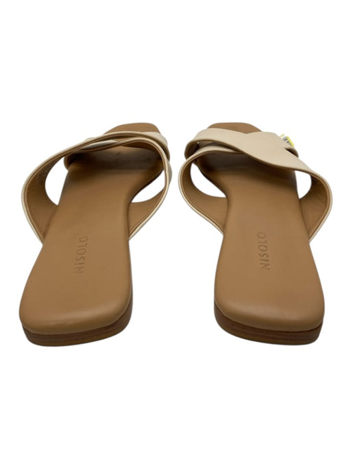 Nisolo Shoe Size 9 Cream & Beige Leather Criss Cross Stacked Heel Sandals Cream & Beige / 9