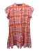 Oliphant Size L Orange, White, Purple Cotton Abstract Floral Drawstring Dress Orange, White, Purple / L