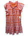 Oliphant Size L Orange, White, Purple Cotton Abstract Floral Drawstring Dress Orange, White, Purple / L