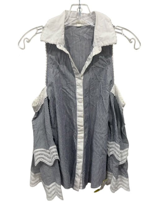 Jonathan Simkhai Size XS Blue & White Cotton Striped Button Down Top Blue & White / XS