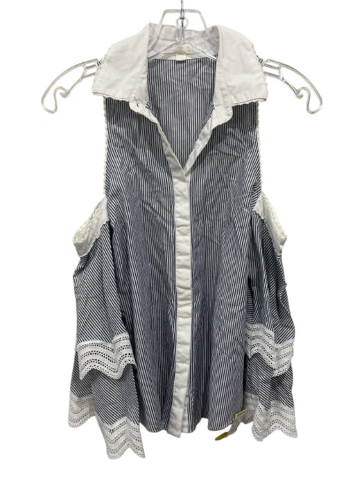 Jonathan Simkhai Size XS Blue & White Cotton Striped Button Down Top Blue & White / XS