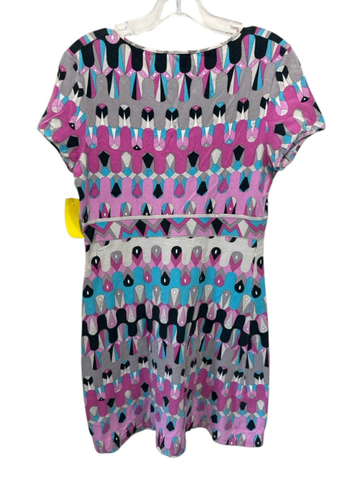 Emilio Pucci Size 44 White, Pink, Multi Cotton Abstract Print Scoop Neck Dress White, Pink, Multi / 44