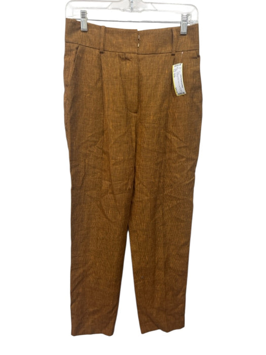 Uterque Size M/28 Orange & Brown Linen & Cotton Zip Fly Pants Orange & Brown / M/28