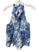 5a7 Cinq a Sept Size M White & Blue Cotton & Silk Abstract Floral Sleeveless Top White & Blue / M