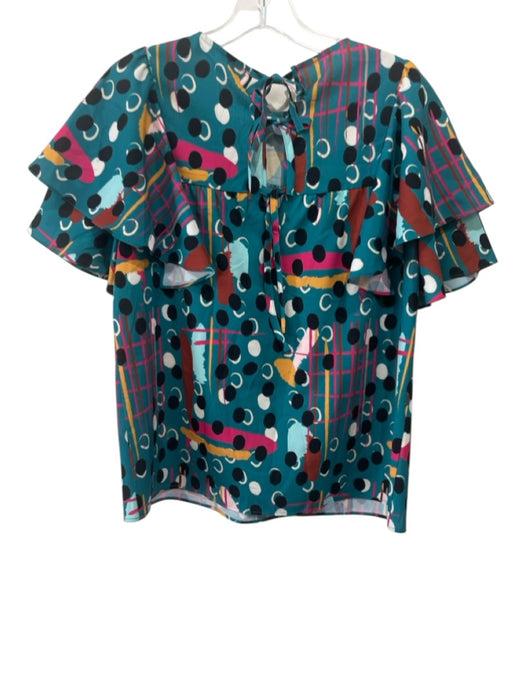 CROSBY by Mollie Burch Size S Teal, Pink, Multi No Fabric Tag All Over Print Top Teal, Pink, Multi / S